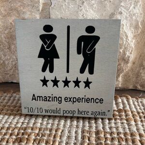 Black and Gray Humorous Bathroom Sign
